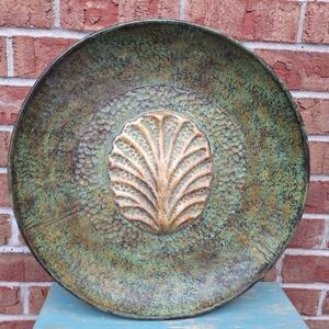 Vintage Metal Tray Round Home Decor Large or XL For Wall or Table Top 20 inches